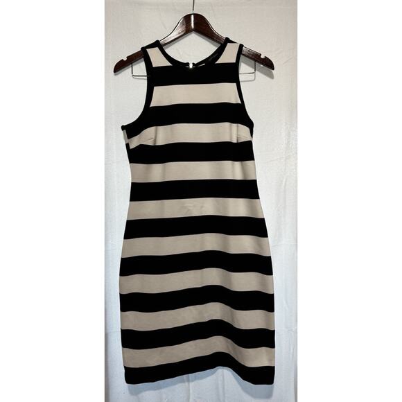 KAREN KANE Black/White Striped‎ Sleeveless Exposed Back Zipper Dress~Size Small - Picture 1 of 10